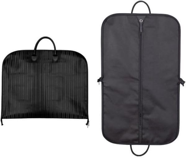 ZEGNA ストライプデザインの黒色ガーメントケース、レザー製ハンドル付き。 ZEGNA ストライプデザインの黒色ガーメントケース、レザー製